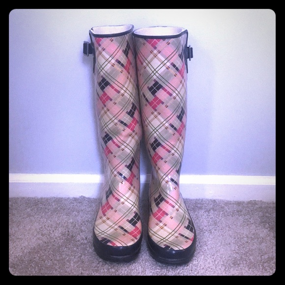 sperry plaid rain boots